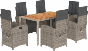 vidaXL Set mobilier de grădină cu perne, 7 piese, gri, poliratan