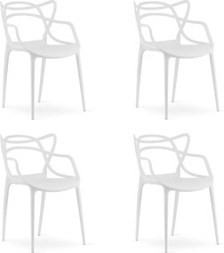 Set 4 bucati scaune din plastic KATO albe