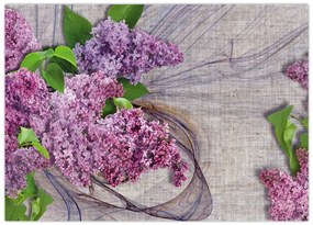 Tablou pe sticlă - Flori de liliac (70x50 cm)
