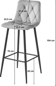 OFERTA Scaun de bar bej inchis NADO VELVET cu picioare negre Calitatea II