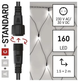 Instalație LED de Crăciun de exterior 160xLED/2x1,5m IP44 alb rece