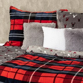 Lenjerie de pat din microflanelă 4Home Carouri roșu, 140 x 220 cm, 70 x 90 cm