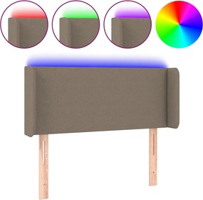 vidaXL Tăblie de pat cu LED, gri taupe, 93x16x78/88 cm, textil