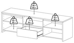 Comodă TV albă-în culoare naturală cu aspect de lemn de stejar 179x52x48 cm Next – Tvilum