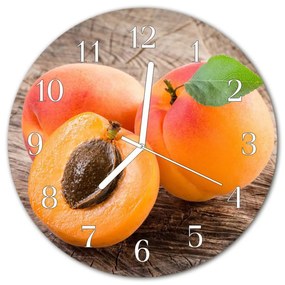 Ceas de perete din sticla rotund Caise de fructe Orange