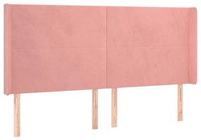 3119365 vidaXL Tăblie de pat cu aripioare, roz, 183x16x118/128 cm, catifea