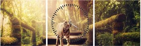Tablou cu tigrul în djunglă (cu ceas) (90x30 cm)