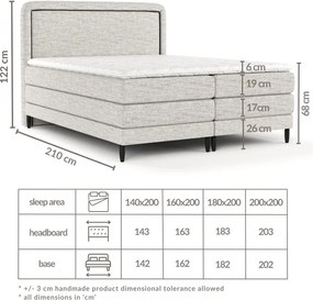 Pat boxspring crem 160x200 cm Dove – Maison de Rêve