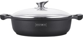 Cratiță marmorată cu capac 3L, 26 cm – Royalty Line RL-BR26CM, antiaderentă, ușor de curățat
