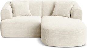 Colțar bej cu tapițerie din catifea reiată (cu colț pe partea dreaptă/cu șezlong) Campi – Cosmopolitan Design