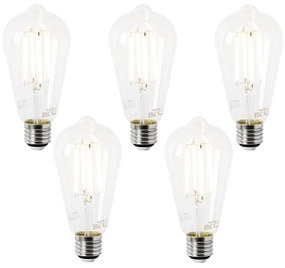 Set de 5 becuri LED E27 ST64 transparente 2.2W 470lm 2700K