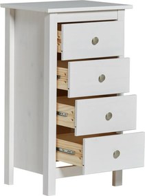 Comodă albă înaltă din lemn masiv de pin 46x80 cm Berna – Marckeric