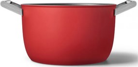 Oala cu capac SMEG CKFC2611RDM, 7,7 l, Ø26 cm, Acoperire cu teflon, Pana la 250°C, Inductie, Rosu