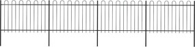 vidaXL Gard de grădină cu vârf circular din oțel, 714,5 x 120 cm, negru