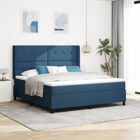 vidaXL Pat cu saltea Box albastră 180x200 cm din țesătură.