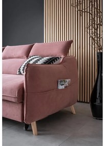 Colțar roz deschis extensibil cu tapițerie din catifea (cu colț pe partea stângă ) Sweet Harmony – Miuform