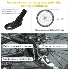HOMCOM Remorca pentru bicicleta pentru copii 2 in 1, centura in 5 puncte, geanta de depozitare, reflector, steag, galben | Aosom Romania