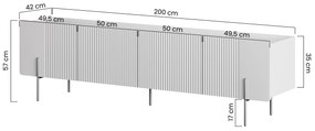 Dulap TV Malmi 200 cm pe bază de metal - cașmir / crem / picioare negre