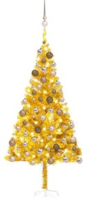 Brad de Craciun artificial cu LED globuri auriu 180 cm PET gold and rose, 180 x 93 cm, 1