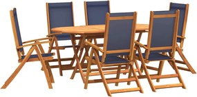 vidaXL Set mobilier de grădină, 9 piese, lemn masiv acacia/textilenă