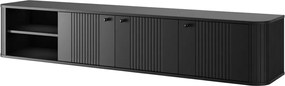 Comodă TV suspendată Vesper 187 cm trei uși - negru / mânere negre