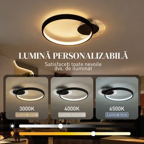 HOMCOM Lampă de tavan LED Modernă de 40W cu 2 Inele și Lumină Reglabilă, Negru | Aosom Romania