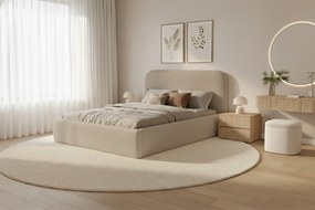 Pat tapițat cu ladă de depozitare Rasel 160x200 - bouclé bej Quelle 05