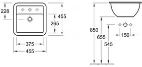 Lavoar incastrat, Villeroy&amp;Boch Loop &amp; Friends, 45.5x45.5cm, 51564001