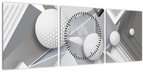 Tablou geometric abstract (cu ceas) (90x30 cm)