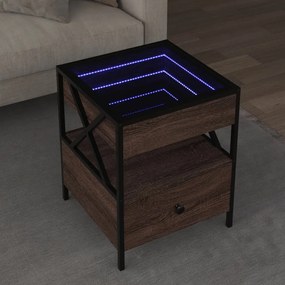 847721 vidaXL Măsuță de cafea cu LED infinity, stejar maro, 40x40x51 cm