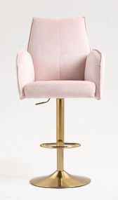 HR280W Scaun Roz din Catifea cu Bază Aurie