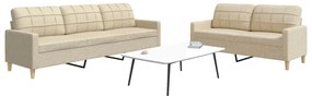 vidaXL Set de canapele, 2 piese, crem, material textil