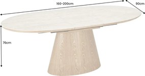 Masa extensibila, Ceramica travertin, Furnir stejar, UNIQUE 160-200cm