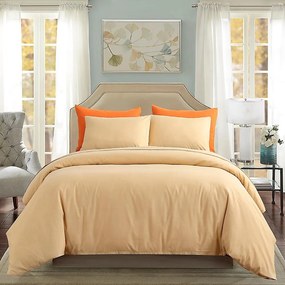 Lenjerie de pat matrimonial Premium Ranforce uni beige / 200x220 cm dimensiune standard