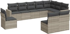 vidaXL Set canapele de grădină cu perne 10 piese gri deschis poliratan