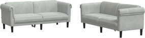vidaXL Set canapea, 2 piese, gri deschis, catifea