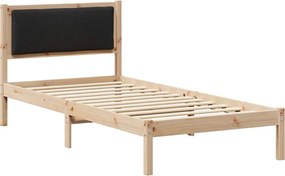 vidaXL Cadru de pat cu headboard Negru 90 x 200 cm Lemn de pin masiv