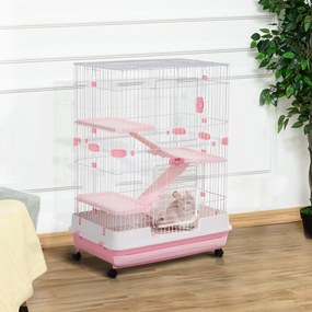 PawHut Cușcă Metalică cu 3 Niveluri, Metal, PP, Plastic, 81,2x52,7x114 cm, Negru | Aosom Romania