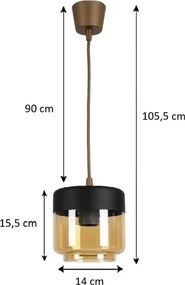 Brilagi - Lustră LED R GLASS 1xE27/60W/230V Ø 14 cm maro/bej fumuriu/negru