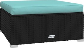 vidaXL Taburet de grădină cu pernă, negru, 70x70x30 cm, poliratan