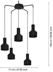 Lustră pe cablu CASIBARE 5xE27/40W/230V Eglo 99553