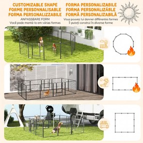 PawHut Gard pentru Câini, Incintă Modulară pentru Câini din 8 Secții pentru Interior și Exterior, 80x100 cm, Negru | Aosom Romania