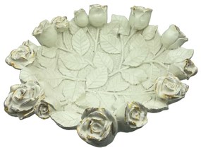 Cos decorativ Roses 23cm, Alb antichizat