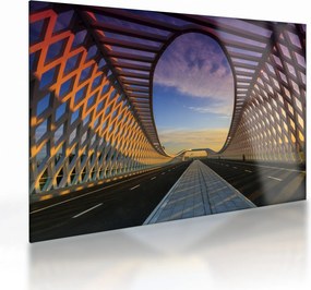 Tablou pe sticlă - Pod cu arhitectură modernă (70x50 cm)