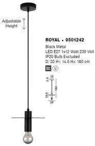 Lustra/Pendul design modern ROYAL negru
