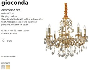 Lustra cristal Venezian diam. 73cm GIOCONDA SP8 ORO 060514