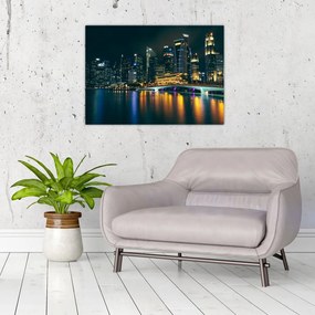 Tablou pe sticlă - Singapore noaptea (70x50 cm)