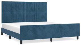 3125895 vidaXL Cadru de pat cu tăblie, albastru închis, 180x200 cm, catifea
