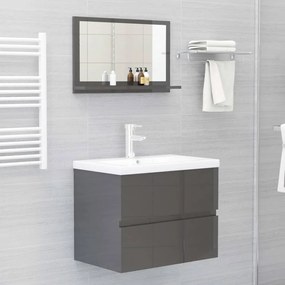 Oglinda de baie, gri extralucios, 60x10,5x37 cm, PAL gri foarte lucios, 60 cm