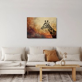 Tablou pe sticlă - Girafă, pictură (70x50 cm)